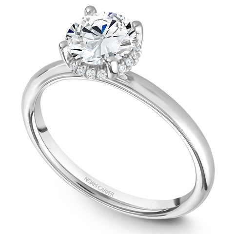 Noam Carver White Gold Solitaire Engagement Ring Setting with Diamond Centerpiece (0.06 CTW)