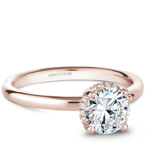 Noam Carver Rose Gold Solitaire Engagement Ring Setting with Diamond Centerpiece (0.06 CTW)