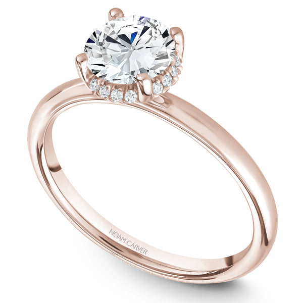 Noam Carver Rose Gold Solitaire Engagement Ring with Diamond Centerpiece (0.06 CTW)