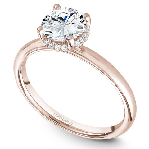 Noam Carver Rose Gold Solitaire Engagement Ring Setting with Diamond Centerpiece (0.06 CTW)