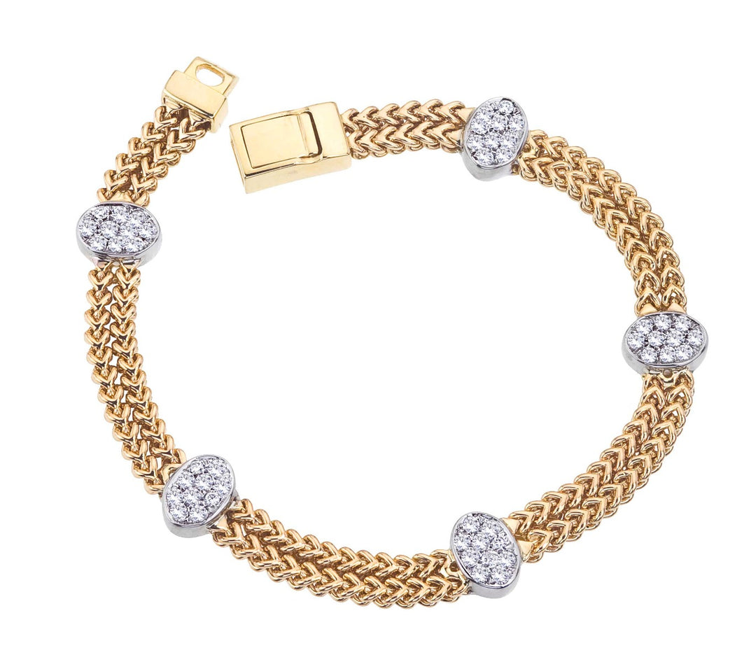 Yellow Gold Double Row Braided Chain Bracelet