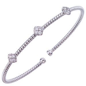 White Gold Twisted Bangle with Diamonds