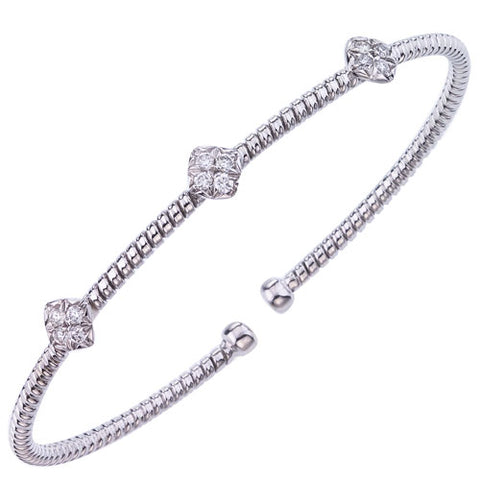 White Gold Twisted Bangle with Diamonds