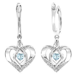 Silver Diamond & Created Aquamarine Earring