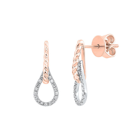 14K Two Tone Diamond Earrings (.1 CTW)