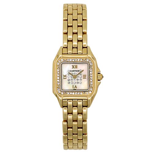 Pre-Owned Cartier Panthere  MOP Diamond Dial and Bezel, 18k Gold