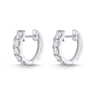 IDC Signature Collection: White Gold Diamond Hoop Huggie Earring (.90c