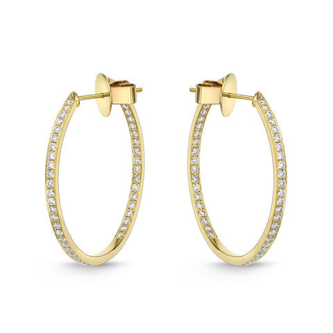 IDC Signature Collection: Hoops Yellow Gold Round Diamond Earring 35mm 1.50ctw approx.