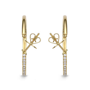 IDC Signature Collection: Hoops Yellow Gold Round Diamond Earring 35mm 1.50ctw approx.