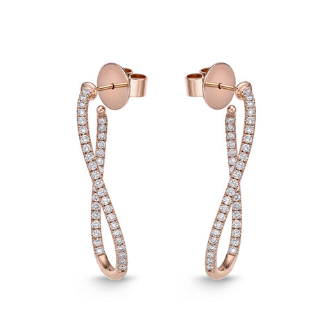 IDC Signature Collection: Hoops Rose Gold Twist Hoops Diamond Earring (1ctw approx.)