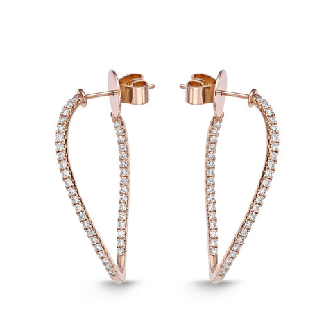 IDC Signature Collection: Hoops Rose Gold Twist Hoops Diamond Earring (1ctw approx.)