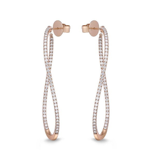 IDC Signature Collection: Rose Gold Diamond Twist Hoop Earring (2ctw approx.)