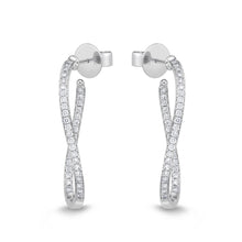 Load image into Gallery viewer, IDC Signature Collection: White Gold Diamond Twist Hoop Earring (1ctw approx)