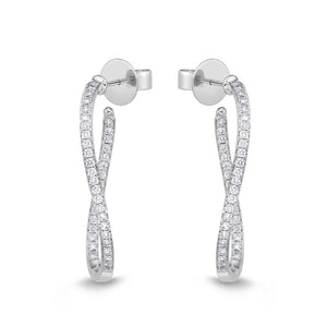 IDC Signature Collection: White Gold Diamond Twist Hoop Earring (1ctw approx)