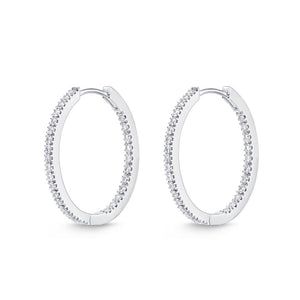 IDC Signature Collection: White Gold Diamond Hoop Huggie Earring (0.5 ctw)