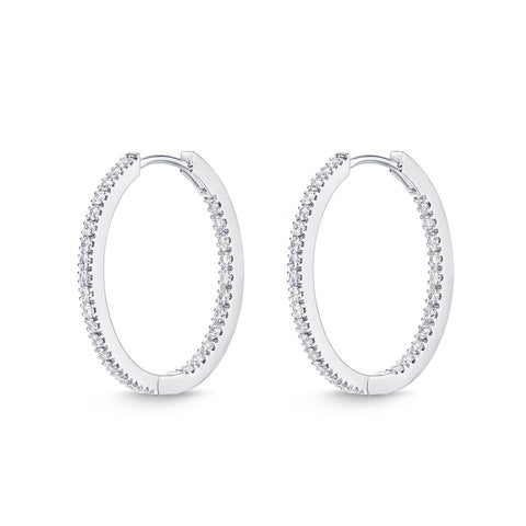IDC Signature Collection: White Gold Diamond Hoop Huggie Earring (0.5 ctw)