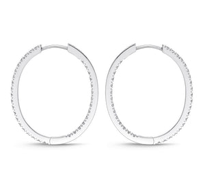 IDC Signature Collection: White Gold Diamond Oval Hoops Earring (1ctw approx.)