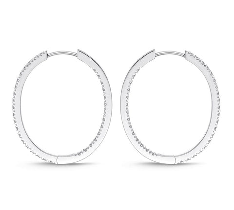 IDC Signature Collection: White Gold Diamond Oval Hoops Earring (1ctw approx.)