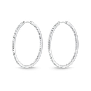 IDC Signature Collection: White Gold Diamond Oval Hoop Earring (1.20ctw approx)