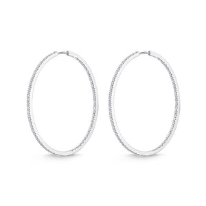 IDC Signature Collection: White Gold Oval Diamond Hoops Earring (2.50ctw approx.)