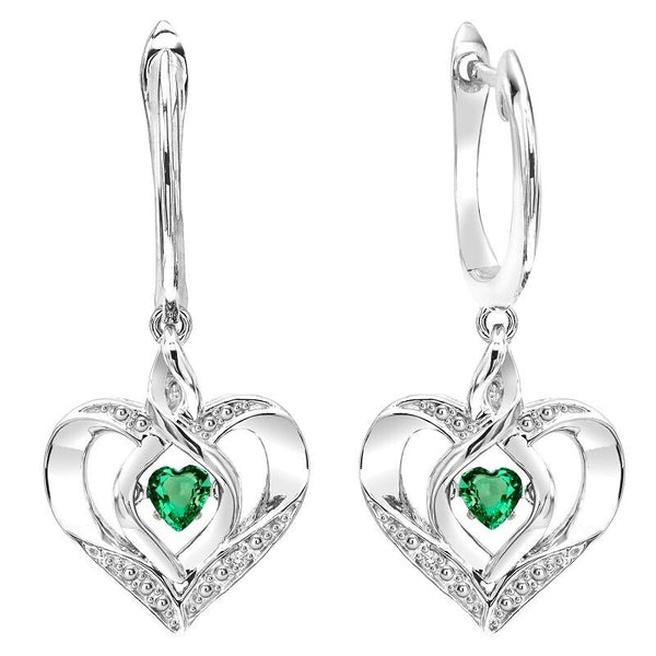 Silver Diamond & Created Emerald Earring