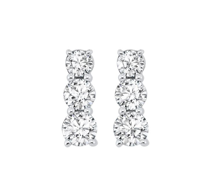 Silver and Diamond Three Stone Earrings (0.33 ctw)