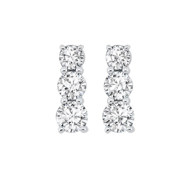 3 Stone Diamond Earrings 1/3 CTW