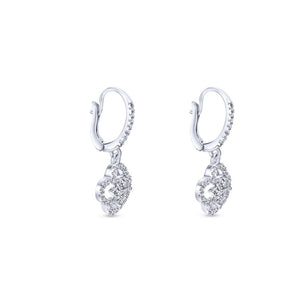 Gabriel Lusso Diamond Collection White Gold Diamond Clover Design Fashion Drop Earrings (0.46 CTW)