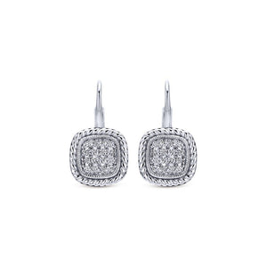 Gabriel Hampton Collection White Gold Diamond Fashion Drop Earrings with Milgrain  (0.22 CTW)
