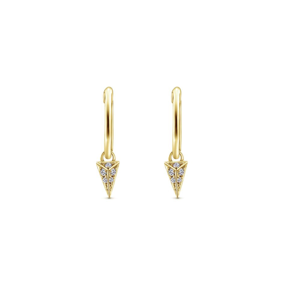Gabriel Huggies Collection Yellow Gold Dangling Diamond Earrings (0.07 CTW)