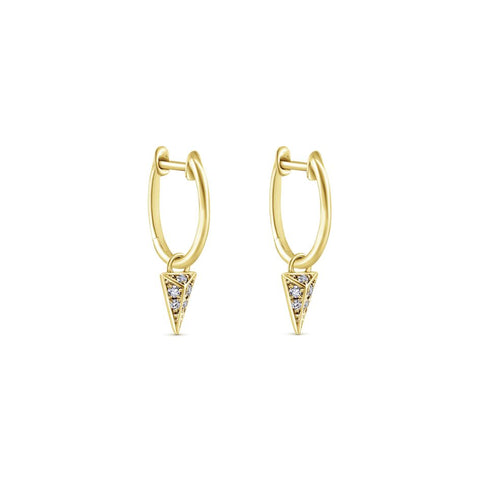 Gabriel Huggies Collection Yellow Gold Dangling Diamond Earrings (0.07 CTW)