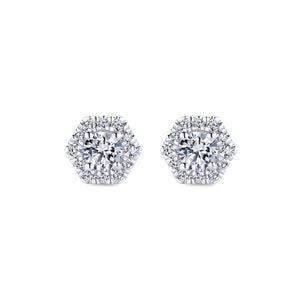 Gabriel Messier Collection White Gold Diamond Stud Earrings with Halo