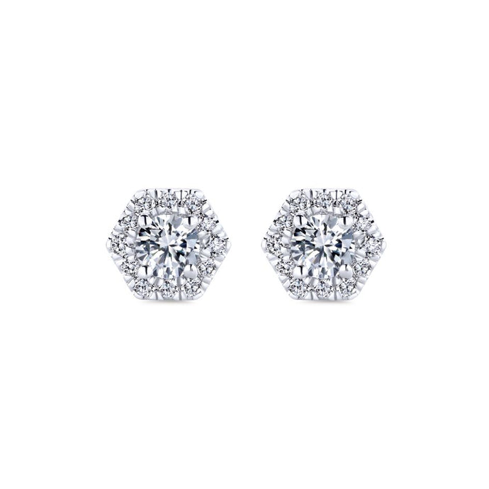 Gabriel Messier Collection White Gold Diamond Stud Earrings with Halo (0.51 CTW)