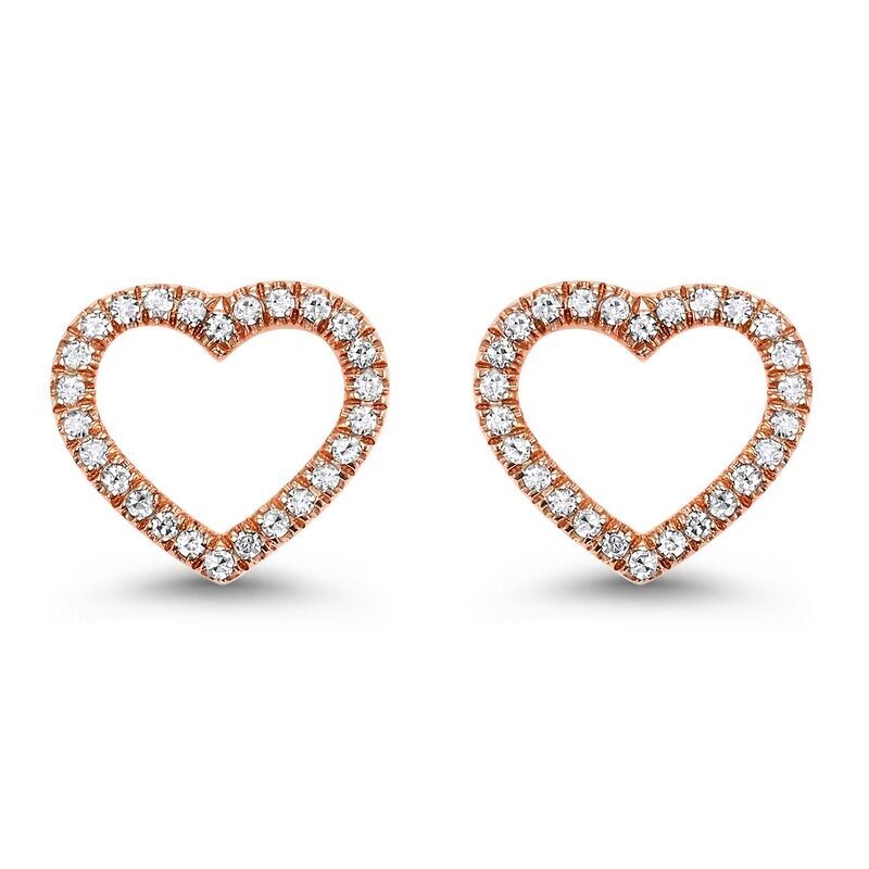 Rose gold heart diamond earrings Clearance