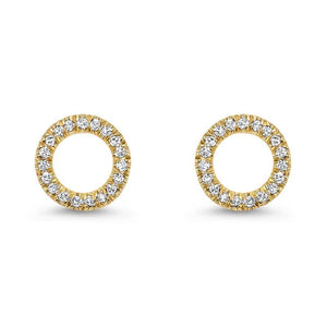 14K Yellow Gold Open Circle Diamond Earrings