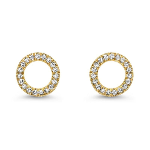 14K Yellow Gold Open Circle Diamond Earrings