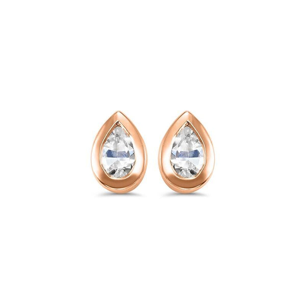 14K Rose Gold Pear Shaped Diamond Stud Earrings (0.16 CTW)