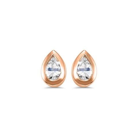 14K Rose Gold Pear Shaped Diamond Stud Earrings (0.16 CTW)