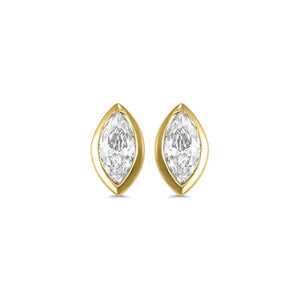 14K Yellow Gold Marquise Shaped Diamond Stud Earrings (0.16 CTW)