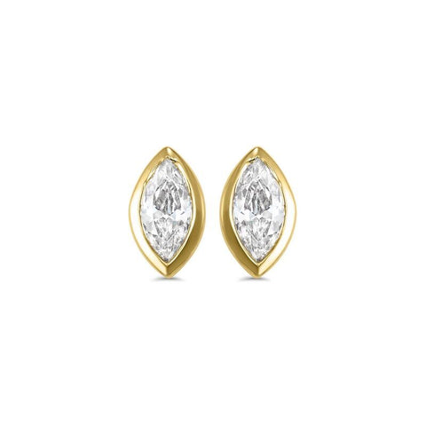 14K Yellow Gold Marquise Shaped Diamond Stud Earrings (0.16 CTW)