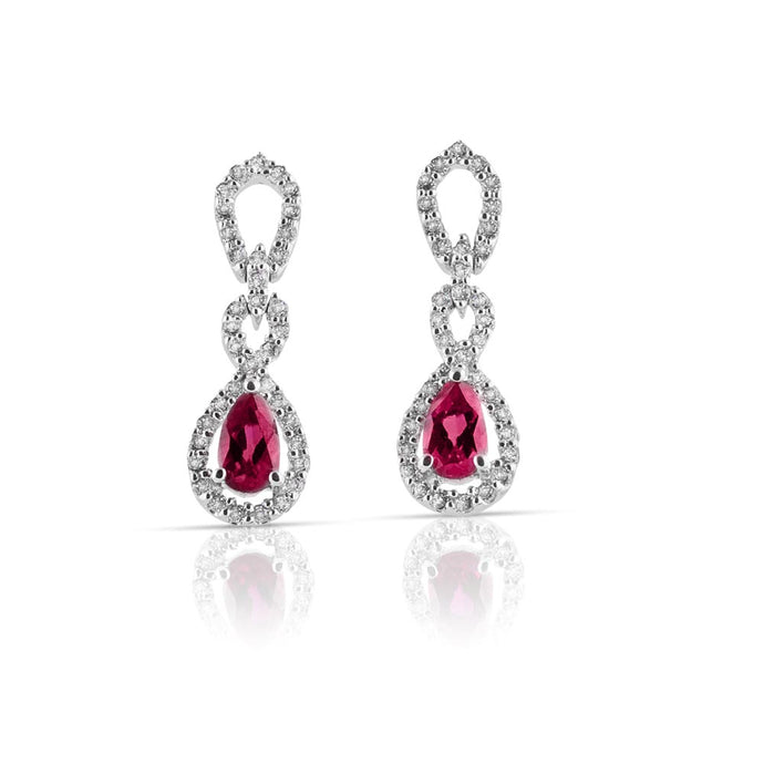 FANA 14K White Gold Diamond & Ruby Earrings