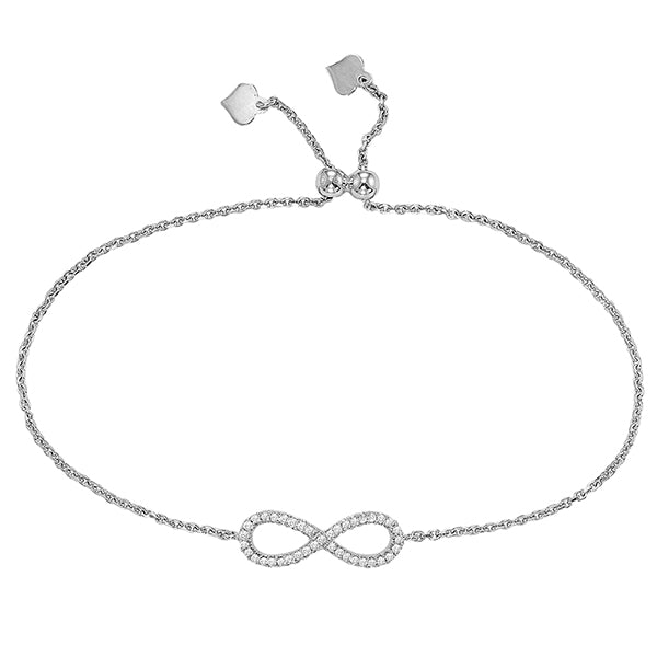 Silver Diamond Infinity Bolo Bracelet (0.14 CTW)