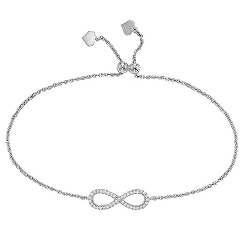 Silver Diamond Infinity Bolo Bracelet (0.14 CTW)