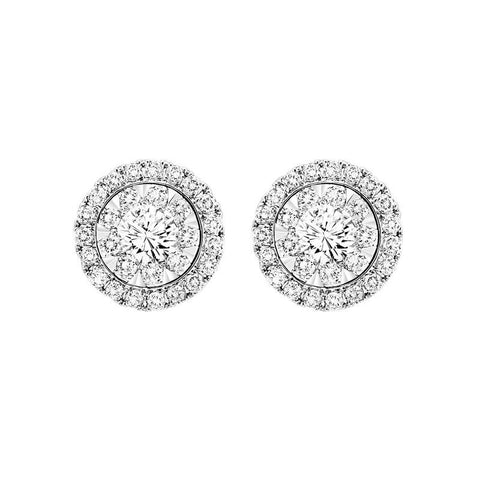 14K Diamond Halo Earrings