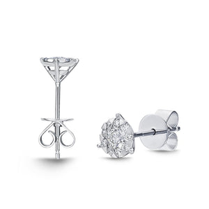 IDC Signature Collection: Diamond Bouquets 3-Prong White Gold Round Diamond Studs (0.32 ctw)