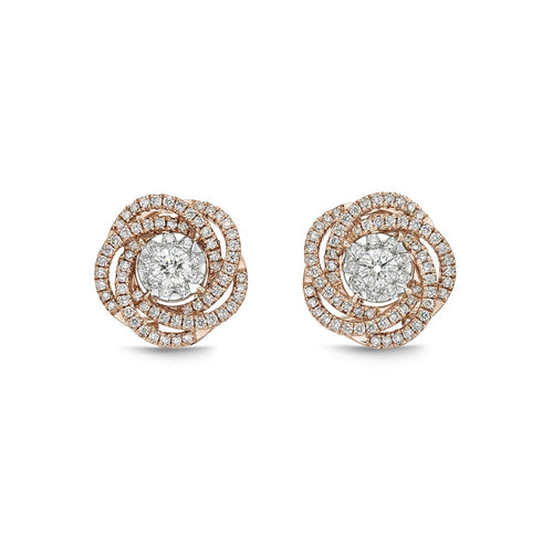 IDC Signature Collection: Rose Gold Bouquet Diamond Rose Studs .57ctw approx. (.10 centers)