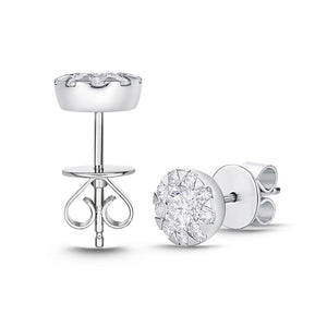 .59 CTW Cluster Diamond Studs Set in 18K White Gold- IDC Signature Collection