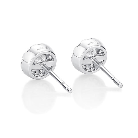 .59 CTW Cluster Diamond Studs Set in 18K White Gold- IDC Signature Collection