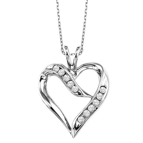 Silver and Diamond Heart Pendant (0.02 CTW)