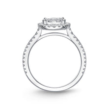 Load image into Gallery viewer, IDC Signature Collection: White Gold Round Bouquet Halo Engagement Ring (0.94 ctw) approx
